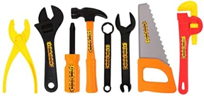 Children's Builder Construction Worker Fancy Dress Costume for Boys and Girls - 10 Piece Tool Kit & High Vis Jacket Dress Up - Image 3