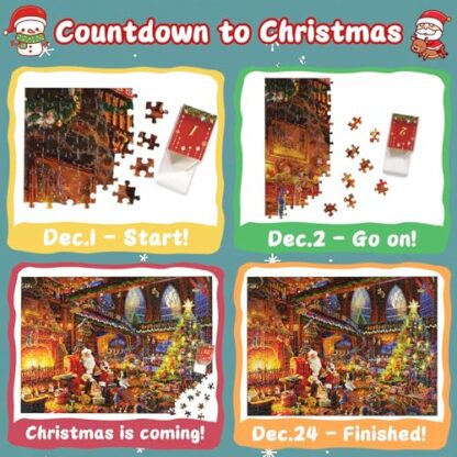 Christmas Jigsaw Advent Calendar 2024 - Santa’s House Jigsaw Puzzles 24 Parts Puzzles for Kids Teens Adults 1008 Pieces Holiday Jigsaw Countdown to Christmas Puzzle Gift for Home Decoration 3 Christmas Jigsaw Advent Calendar 2024 - Santa’s House Jigsaw Puzzles 24 Parts Puzzles for Kids Teens Adults 1008 Pieces Holiday Jigsaw Countdown to Christmas Puzzle Gift for Home Decoration - Image 3