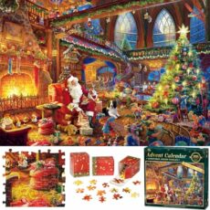 Christmas Jigsaw Advent Calendar 2024 - Santa’s House Jigsaw Puzzles 24 Parts Puzzles for Kids Teens Adults 1008 Pieces Holiday Jigsaw Countdown to Christmas Puzzle Gift for Home Decoration