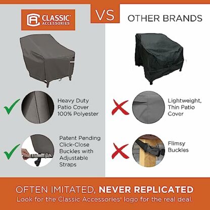 Classic Accessories Ravenna Double Wide Patio Chaise Lounge Cover - Premium Outdoor Furniture Cover with Durable and Water Resistant Fabric - Image 3