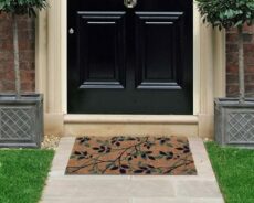 Coco & Coir Door Mat Indoor Outdoor Natural Organic Coir. Heavy Duty, Non-Slip 1.5cm Thick. Stunning Gardening/Leaves Design Entrance Door Mat (Shadow Leaves)