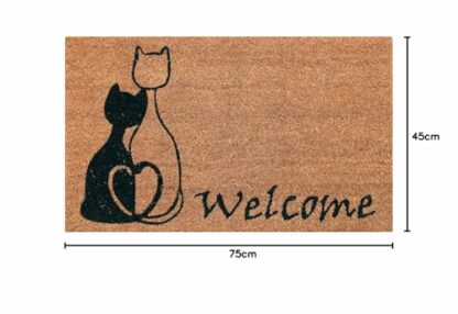 Coco&Coir Door Mat | Non-Slip | Thick Coir | Premium Quality | Rubber Backed | Eco-Friendly | Indoor | Outdoor | Heavy Duty | Pet Series | Cat Design | Door Mat | 45 x 75 cm (Meow Romance) - Image 4