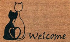 Coco&Coir Door Mat | Non-Slip | Thick Coir | Premium Quality | Rubber Backed | Eco-Friendly | Indoor | Outdoor | Heavy Duty | Pet Series | Cat Design | Door Mat | 45 x 75 cm (Meow Romance)