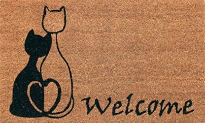Coco&Coir Door Mat | Non-Slip | Thick Coir | Premium Quality | Rubber Backed | Eco-Friendly | Indoor | Outdoor | Heavy Duty | Pet Series | Cat Design | Door Mat | 45 x 75 cm (Meow Romance) - Image 2