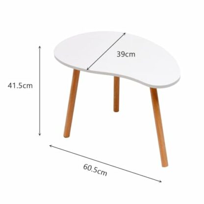 Coffee Table, Sofa Center Table for Home Office, Tea Table for Living Room, Modern White Cocktail Table with Wood Legs - Image 3