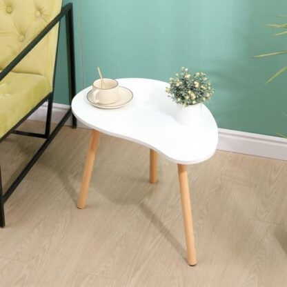 Coffee Table, Sofa Center Table for Home Office, Tea Table for Living Room, Modern White Cocktail Table with Wood Legs - Image 4