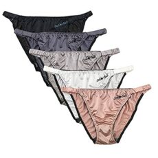 Colorful Star 5 Pack Women's Sexy Satin String Bikini Panties Silky Briefs Underwear