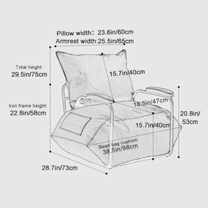 Comfortable Single Sofa Chair Upholstered with Sturdy Metal Frame for Adults Lazy Sofa for Living Room Bedroom Guest Reception Blue Color 4 Comfortable Single Sofa Chair Upholstered with Sturdy Metal Frame for Adults Lazy Sofa for Living Room Bedroom Guest Reception Blue Color - Image 4