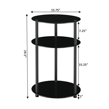 Convenience Concepts Go-Accsense 3-Tier Round Glass Side Table - Image 4