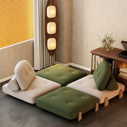 Convertible Lazy Sofa Folding Floor Chair for Bedroom Ideal for Compact Living Spaces Apartment Dorm or Studio Single Reading Chair (Green) - Image 3