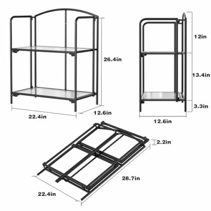 Crofy No Assembly Folding Bookshelf for Living Room, Collapsible Book Shelf for Home Office, Portable Bookcase Storage Organizer - Image 4
