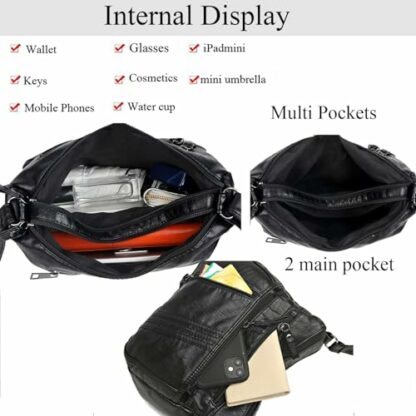Crossbody Shoulder Bag for Women Multi Pocket Messenger Bag Soft PU Leather Cross-Body Handbags for Ladies - Image 4