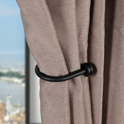 Curtain Holders, 2 Pack Matte Black Decorative Curtain Holdbacks for Wall Curtain Drapery 4 Curtain Holders, 2 Pack Matte Black Decorative Curtain Holdbacks for Wall Curtain Drapery - Image 4
