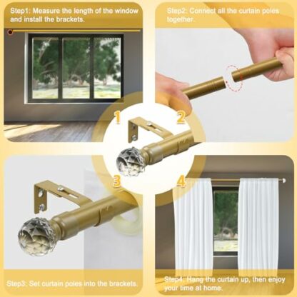 Curtain Poles, Curtain Rods with Diamond Decorative - Image 4