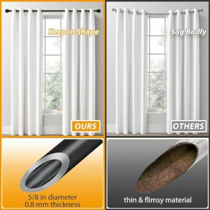 Curtain Poles, Single Curtain Rods for Windows, 1.6 cm Decorative Curtain Poles Set, Splicing Metal Curtain Poles with Brackets - Image 4