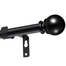 Curtain Poles for Eyelet Curtains, Curtain Rod with Round Finial Heavy Duty Decorative Windows Drapery Rod Black and Silver