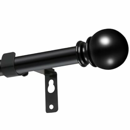 Curtain Poles for Eyelet Curtains, Curtain Rod with Round Finial Heavy Duty Decorative Windows Drapery Rod Black and Silver - Image 2