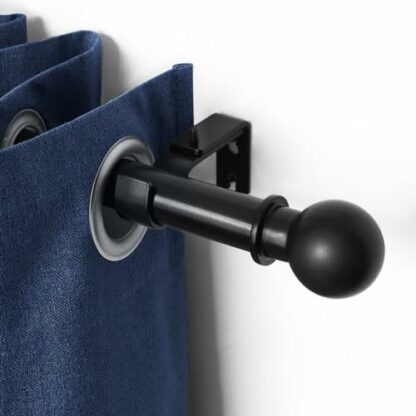 Curtain Poles with Round Finials, Extendable, 25mm, Black Curtain Pole for Eyelet Curtains, Metal Curtain Rod with Adjustable Brackets Fittings for Bedroom, Living Room, Kitchen 3 Curtain Poles with Round Finials, Extendable, 25mm, Black Curtain Pole for Eyelet Curtains, Metal Curtain Rod with Adjustable Brackets Fittings for Bedroom, Living Room, Kitchen - Image 3