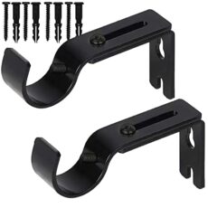 Curtain Rod Bracket, Fits up to 1 inch Curtain Rod, Set of 2, Sturdy Extendable Curtain Rod Holder, Metal Single Rod Bracket for Wall