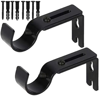 Curtain Rod Bracket, Fits up to 1 inch Curtain Rod, Set of 2, Sturdy Extendable Curtain Rod Holder, Metal Single Rod Bracket for Wall - Image 2