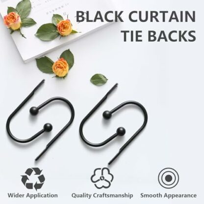 Curtain Tie Backs Hooks 4 Pack Curtain Holdbacks Elegant Curtain Tiebacks Metal Tie Back Hooks for Curtains Holder Wall Hooks with Screws - Image 4
