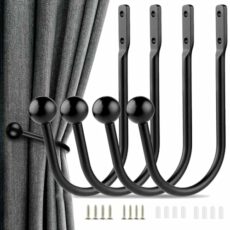 Curtain Tie Backs Hooks 4 Pack Curtain Holdbacks Elegant Curtain Tiebacks Metal Tie Back Hooks for Curtains Holder Wall Hooks with Screws