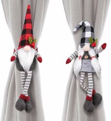 D-FantiX Christmas Curtain Tieback Buckle Set of 2, Mr. and Mrs. Gnome Curtain Tiebacks Holder Fastener Buckle Window Christmas Ornaments Decorations Home Decor