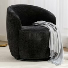 DEKKETO Swivel Cuddle Chair, Round Accent Tub Armchair with 360° Rotating Metal Base, Comfy Cozy Boucle Chair Sofa Reading Chair for Living Room Bedroom
