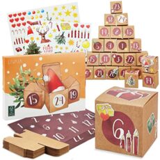 DIY Advent Calendar Kit: Beautiful Craft Advent Calendar 2023 with 24 Cube Boxes and Sticker Paper with Designs – Empty Advent Calendar to fill Yourself – Lovely DIY Christmas Advent Calendar LIVAIA
