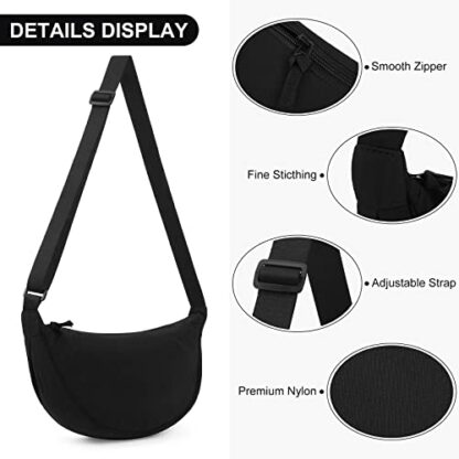 DKIIL NOIYB Crescent Bag for Women, Nylon Crescent Bags Hobos Crossbody Bag Portable Crescent Purse with Adjustable Strap Solid Color Chest Bag Shoulder Bag Fanny Packs - Image 4