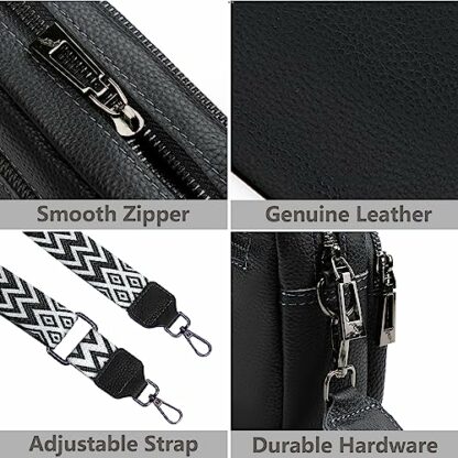 DKIIL NOIYB Crossbody Bags for Women, Genuine Leather Cross Body Bag Women with Adjustable Wide Strap Multiple Pockets Handbags & Shoulder Bags - Image 4