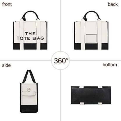 DKIIL NOIYB PU Leather Tote Bag for Women, Large Capacity Women's Leather Totes Bag with Thin Adjustable Strap Double Color Top-handle Bag Crossbody Tote Bags Purse 33cm 3 DKIIL NOIYB PU Leather Tote Bag for Women, Large Capacity Women's Leather Totes Bag with Thin Adjustable Strap Double Color Top-handle Bag Crossbody Tote Bags Purse 33cm - Image 3