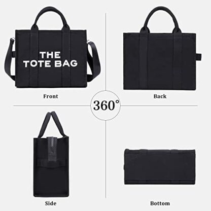 DKIIL NOIYB Women's Canvas Tote Bags Casual Canvas Crossbody Bag With Zipper Double Shoulder Straps Canvas Shoulder Bags for School Shopping Work Travel 3 DKIIL NOIYB Women's Canvas Tote Bags Casual Canvas Crossbody Bag With Zipper Double Shoulder Straps Canvas Shoulder Bags for School Shopping Work Travel - Image 3