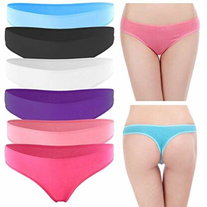 DRESHOW 6 Pack Women's Thongs Cotton Breathable Panties Bikini Underwear 3 DRESHOW 6 Pack Women's Thongs Cotton Breathable Panties Bikini Underwear - Image 3
