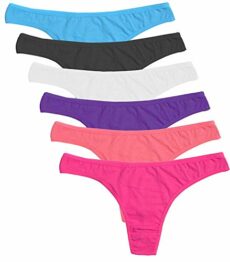 DRESHOW 6 Pack Women's Thongs Cotton Breathable Panties Bikini Underwear