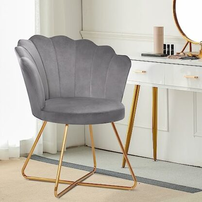 DUHOME Armchair Tub Chair Velvet Upholstered Chair Retro Design with golden Metal Legs 8057C - Image 3