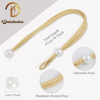 Dalababa 2/3 Pair Curtain Tie Backs Rope, Polyester Hand-Woven Drapery Holdbacks, Pearl Curtain Tiebacks Straps Buckles for Home Decor - Image 3