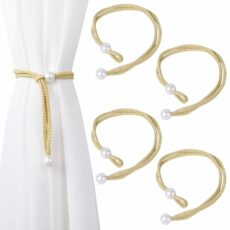 Dalababa 2/3 Pair Curtain Tie Backs Rope, Polyester Hand-Woven Drapery Holdbacks, Pearl Curtain Tiebacks Straps Buckles for Home Decor