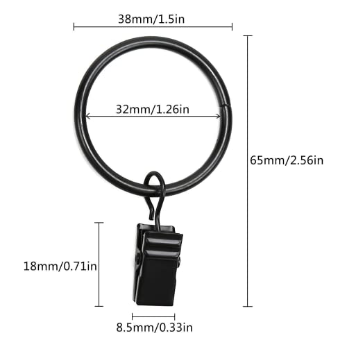 Datttcc Metal Curtain Rings with Clips Decorative Drapery Rustproof Vintage Interior Diameter - Image 3