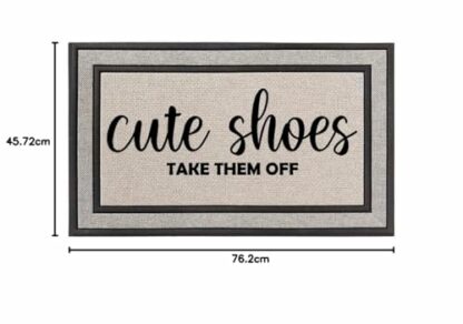 Daylor Outdoor Indoor Doormat 18" x 30" Gray/Beige/Black Rubber Backed Door Mat Cute Shoes Take Them Off Funny - Image 3