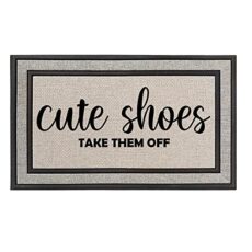 Daylor Outdoor Indoor Doormat 18" x 30" Gray/Beige/Black Rubber Backed Door Mat Cute Shoes Take Them Off Funny