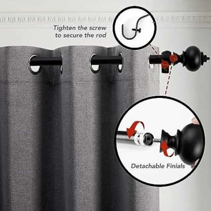 Deconovo Extendable Curtain Pole with Translucent Finials - Image 3