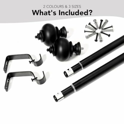 Deconovo Extendable Curtain Pole with Translucent Finials - Image 4