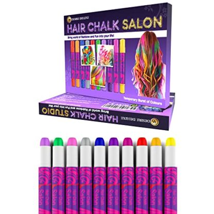 Desire Deluxe Hair Chalk Gift for Girls - 10 Temporary Non-Toxic Easy Washable Hair Dye Colourful, Metallic, Glitter Pens - Great Games Birthday Girls 3 Desire Deluxe Hair Chalk Gift for Girls - 10 Temporary Non-Toxic Easy Washable Hair Dye Colourful, Metallic, Glitter Pens - Great Games Birthday Girls - Image 3