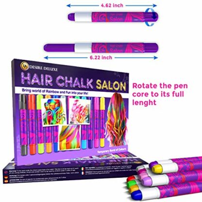 Desire Deluxe Hair Chalk Gift for Girls - 10 Temporary Non-Toxic Easy Washable Hair Dye Colourful, Metallic, Glitter Pens - Great Games Birthday Girls 4 Desire Deluxe Hair Chalk Gift for Girls - 10 Temporary Non-Toxic Easy Washable Hair Dye Colourful, Metallic, Glitter Pens - Great Games Birthday Girls - Image 4