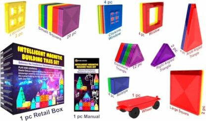 Desire Deluxe Magnetic Building Blocks Tiles STEM Toy Set 57PC – Kids Learning Educational Construction Toys for Boys Girls Present Age 3 4 5 6 7 Year Old - Gift - Image 4
