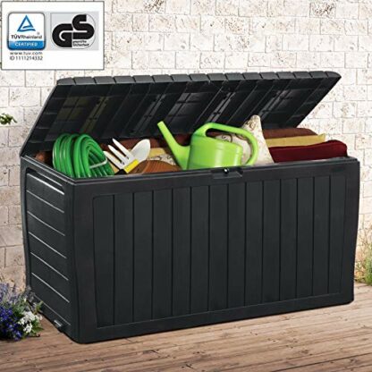 Deuba® Marvel+ Plus by KETER 270 Litre Outdoor Garden Storage Box | 220kg Capacity Bench Seat 71 Gallon Lockable Balcony Patio Furniture Cushion Chest Pillow Box Anthracite Graphite Grey 3 Deuba® Marvel+ Plus by KETER 270 Litre Outdoor Garden Storage Box | 220kg Capacity Bench Seat 71 Gallon Lockable Balcony Patio Furniture Cushion Chest Pillow Box Anthracite Graphite Grey - Image 3