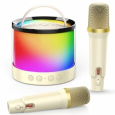 Dislocati Karaoke Machines Kids & Adults with 2 Microphones and LED Light - Compatible with Mobile Phones/Tablets/Computers/TVs