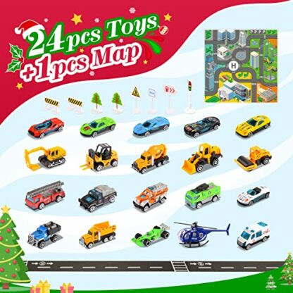 Diyfrety Adventskalender 2023 Kinder - Spielzeugauto aus Legierung für Kinder weihnachtskalender - Image 3