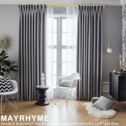 Double Curtain Rods,Room Darkening Curtain Rod,Adjustable 3/4 Inches Front and 5/8 Inches Back Quality Metal Window Curtain Rod,Wrap Around Design - Image 7